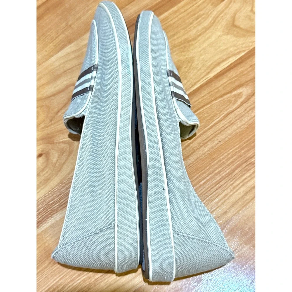 Grasshoppers by Keds Womens 7M Gray Canvas Slip-On Loafers Striped‎ ~ Sanitized
